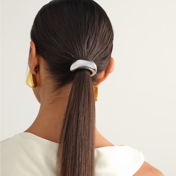 lie studio Accessories - Lié Studio Silver Plated Crescent Hair Tie with Black Elastic